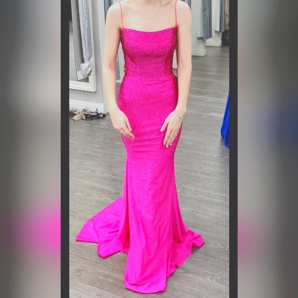 Hot Pink Mermaid Prom Dress